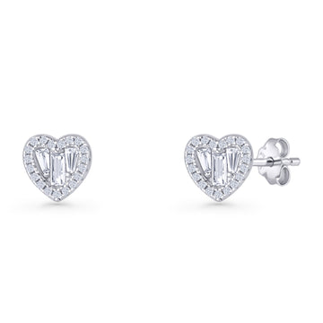 Heart CZ Stud Earrings